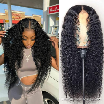 Fast Shipping Brazilian Deep Wave  HD Lace  Wig 100%  Human Hair 150% density 4x4  Thin Transparent HD Lace Frontal Closure Wigs